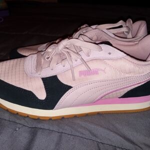 Puma Pink and Black Retro Sneakers